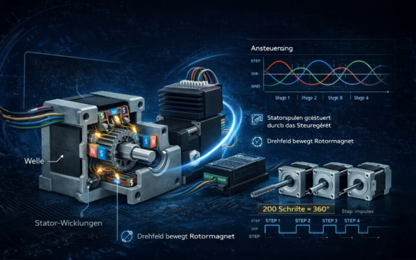 Wie funktioniert ein Schrittmotor? Aufbau, Funktionsprinzip und Steuerung einfach erklärt
